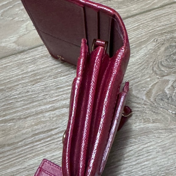 Prada Saffiano Leather Wallet On Chain Fuoco Red Gold Hardware Crossbody 1MH132 - Picture 14 of 16